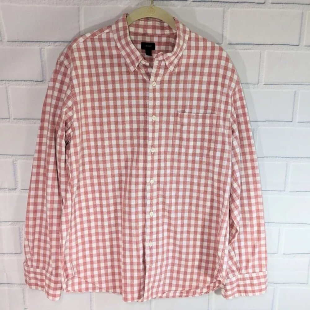 J. Crew Red/White Thicker Cotton Button Down Shirt